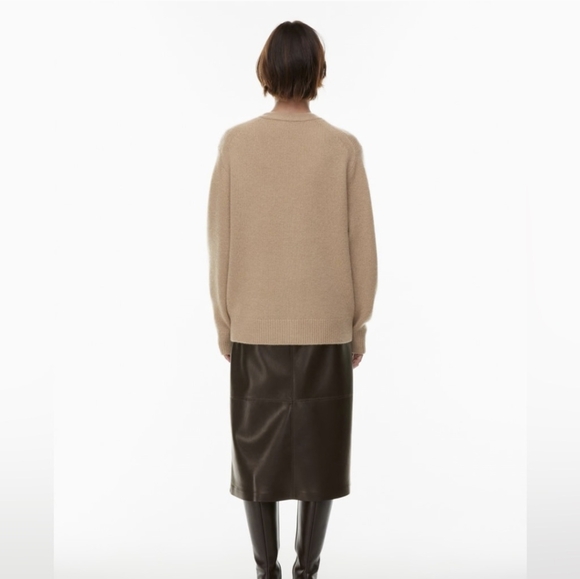 WILFRED Cashmere V-Neck Cardigan Sweater Saville Tan Brown ARITZIA S - Picture 6 of 11